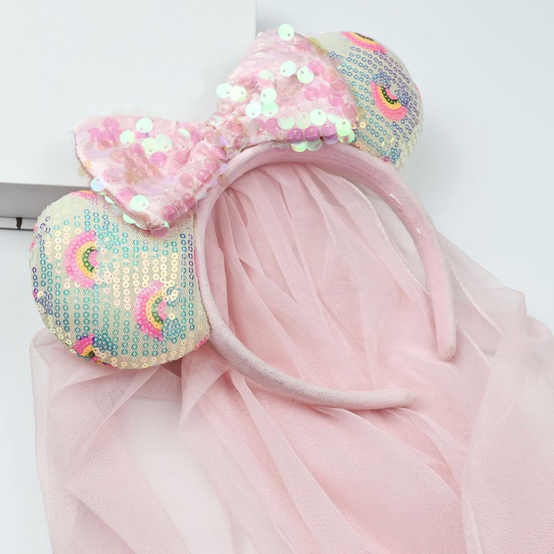 Esumun Mouse Ear Headband with Veil Costume Headwear for Children Baby Girls - Image 3